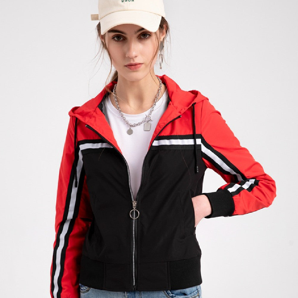 Color-blocked Thin Trench Coat For Women