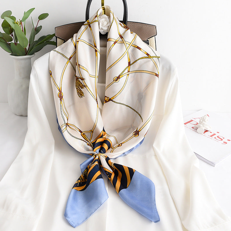 Women's Spring And Autumn Imitation Silk Chain Square Scarf Fashion