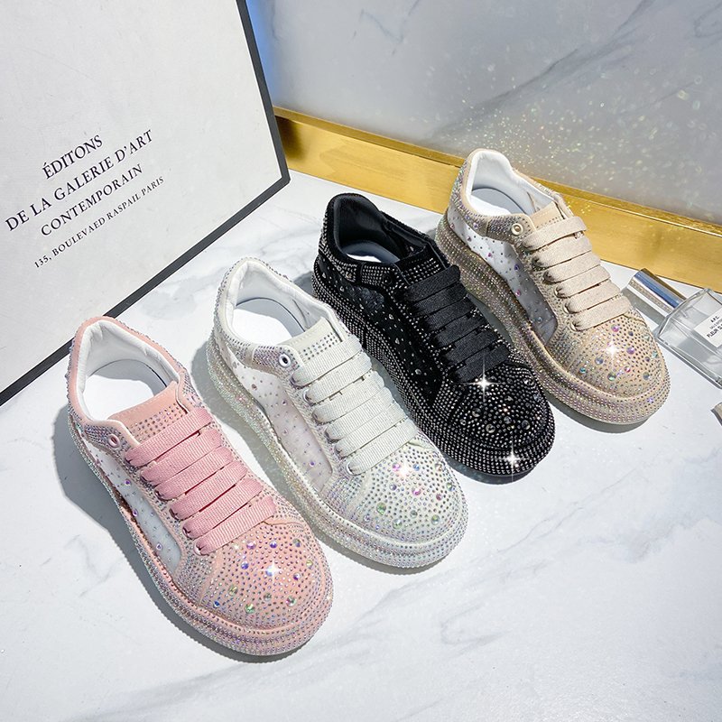 New Style Rhinestone Lace-up Breathable Casual Sneakers