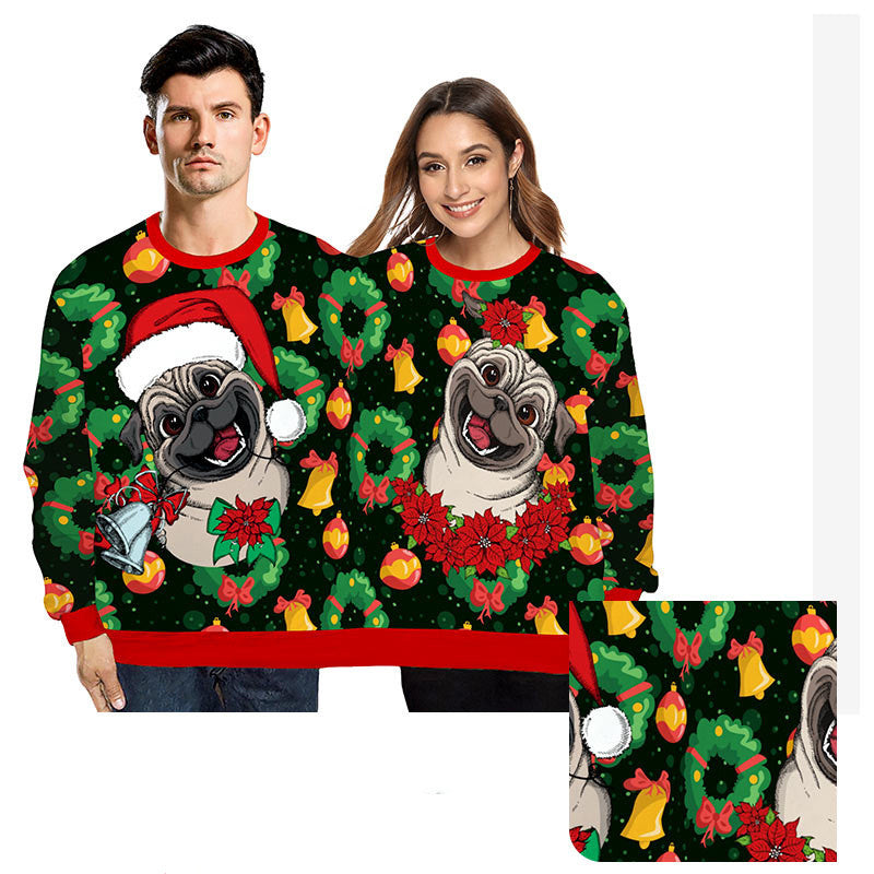 Digital Print Loose Crew Neck Long Sleeve Top
