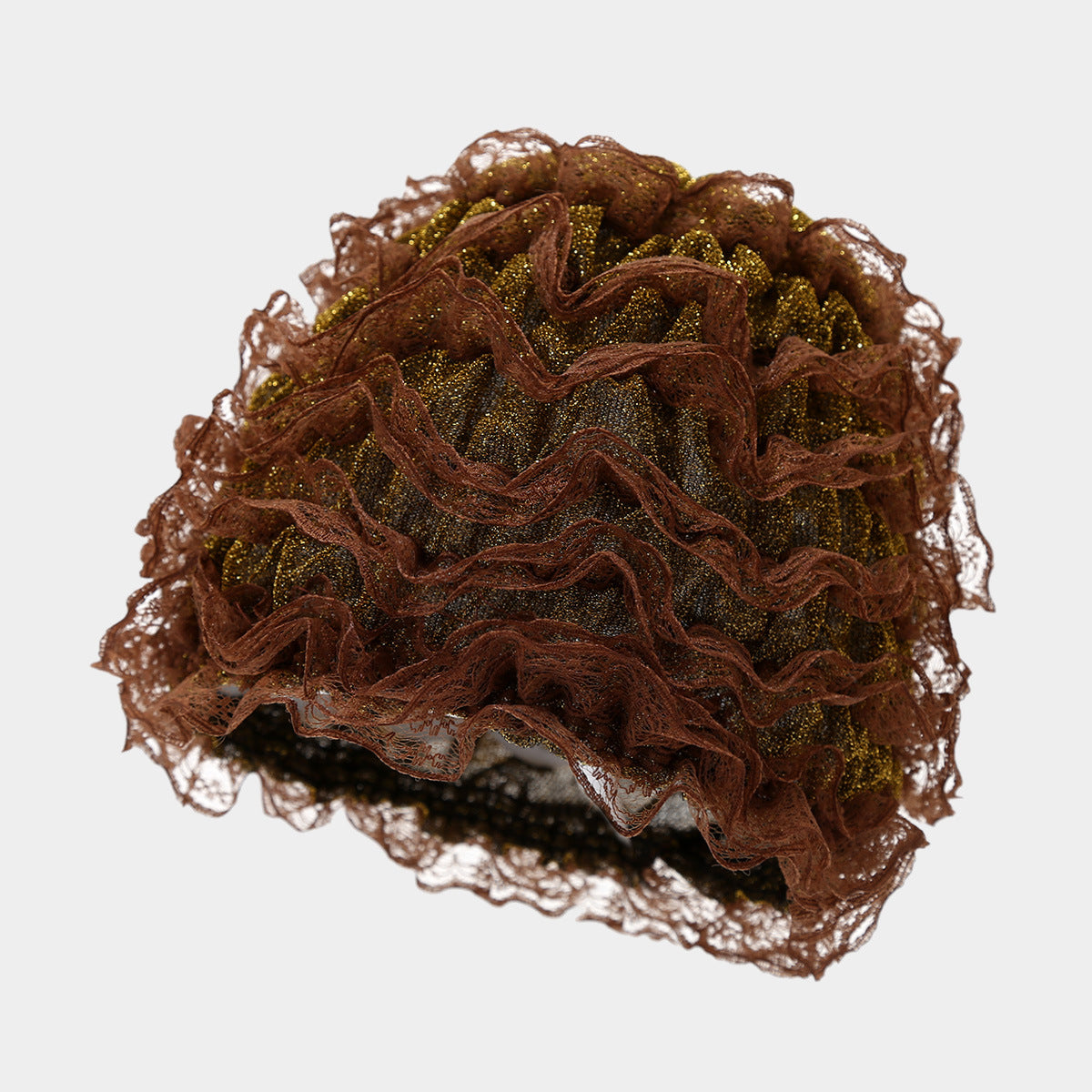 Female Solid Color Pongee Elastic Lace Bag Cap