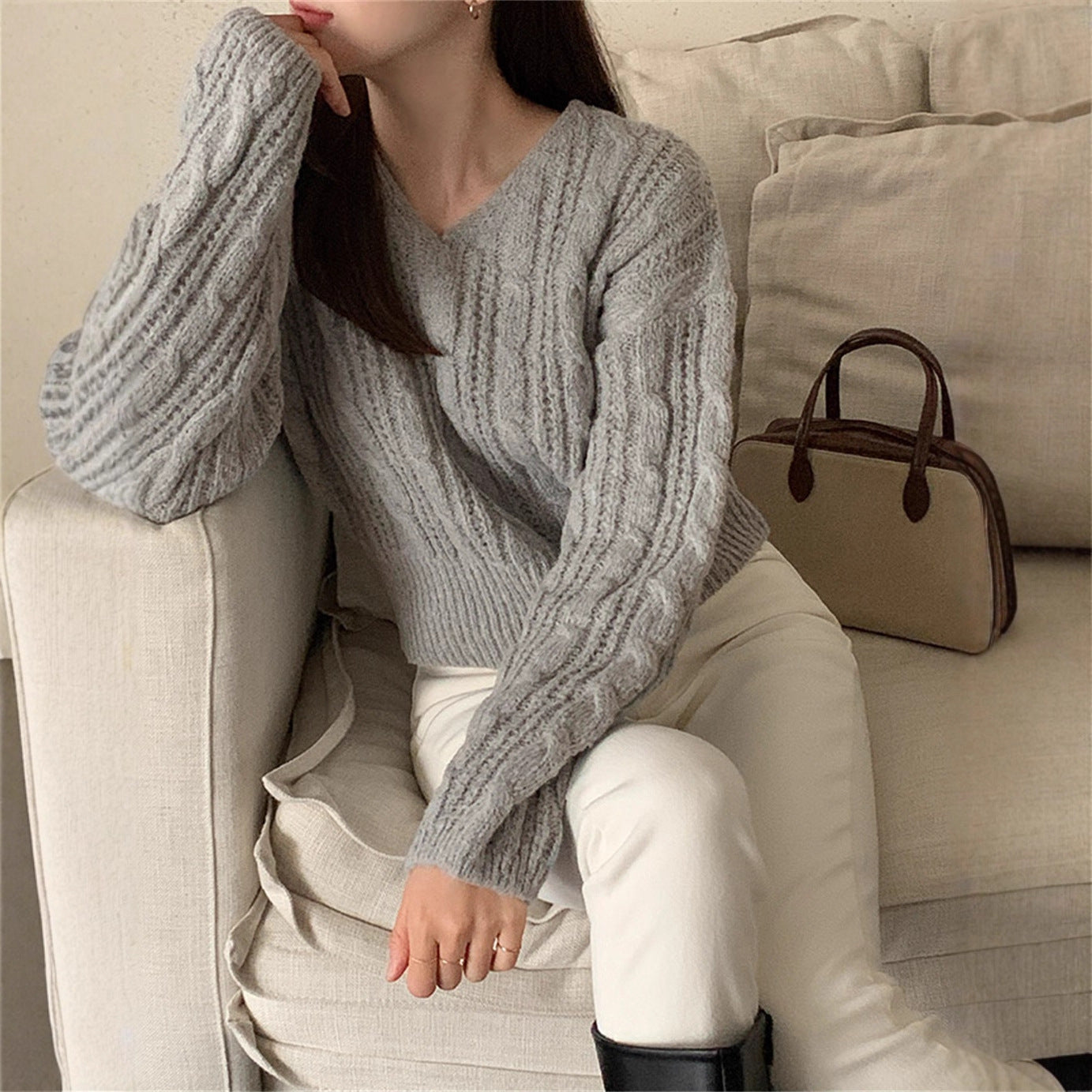Korean-style Twist Long-sleeved Sweater Winter