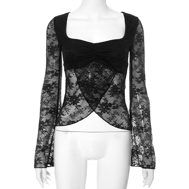 Europæisk og amerikansk stil Elegant, slim fit, sexet, blonde smock-top til kvinder med slids