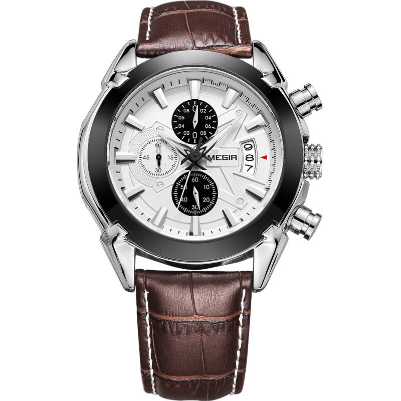 Multifunctional Timing Quartz Three Eyes And Six Needles Waterproof Luminous