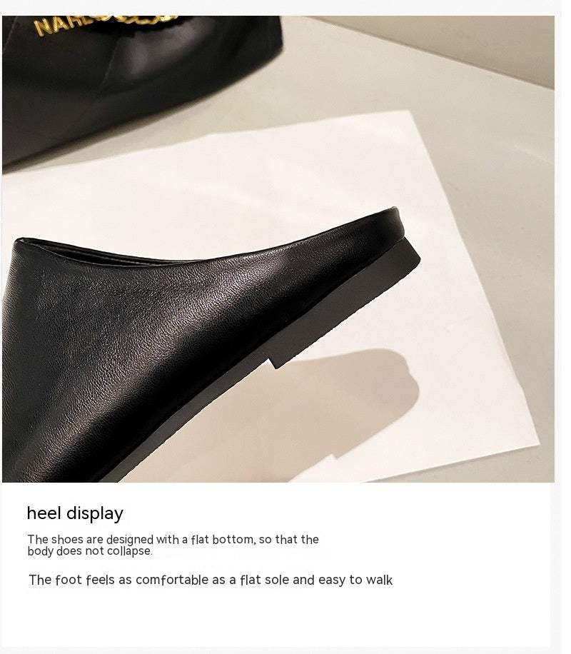 Outer Wear Split Toe Sheepskin Closed Toe Half Slippers