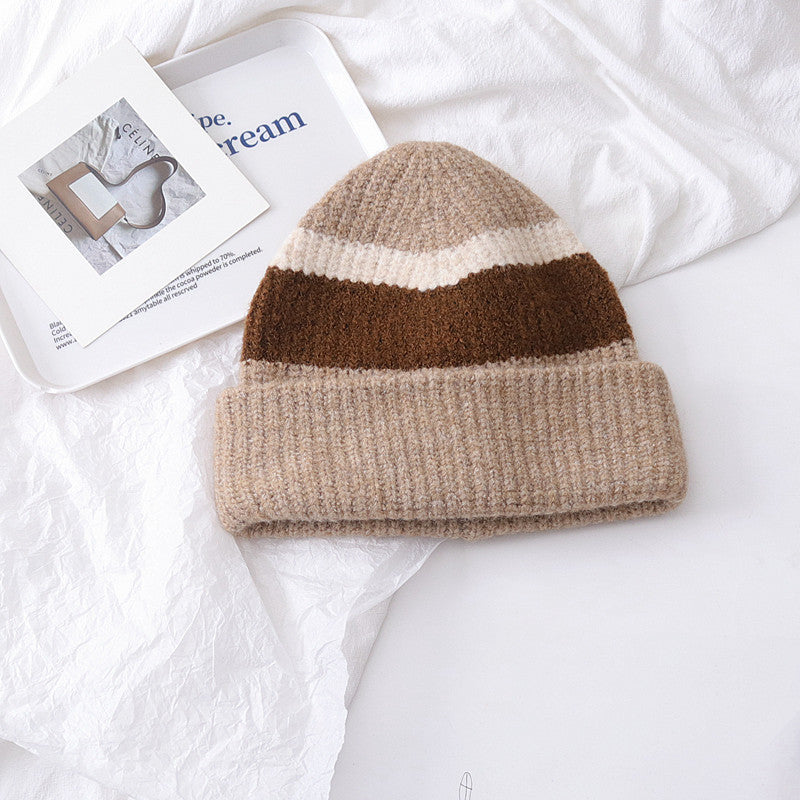 Versatile Small Color Matching Pullover Knitted Hat