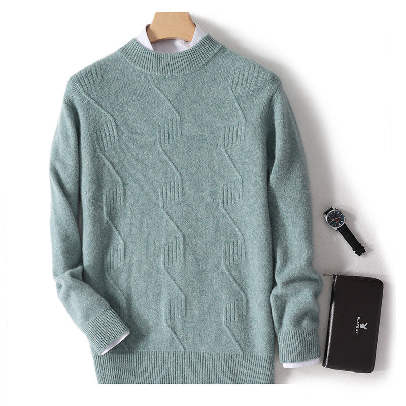 Efterår Og Vinter Mænds Halv-Rullekrave Tyk Sweater Løs Langærmet Varm
