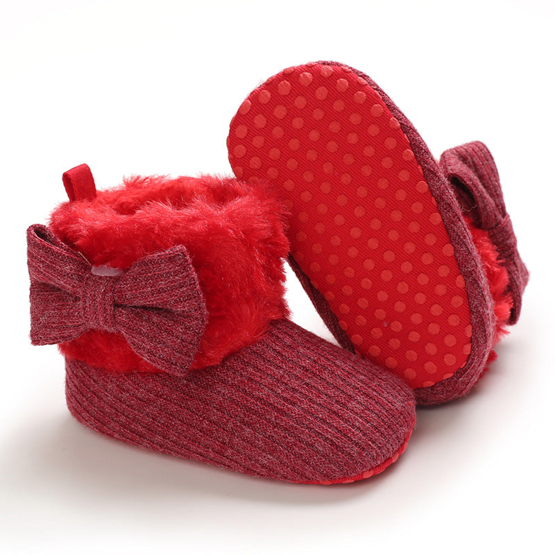 Years Old Men And Women Baby Snow Boots Bow Knitted Babies' Shoes