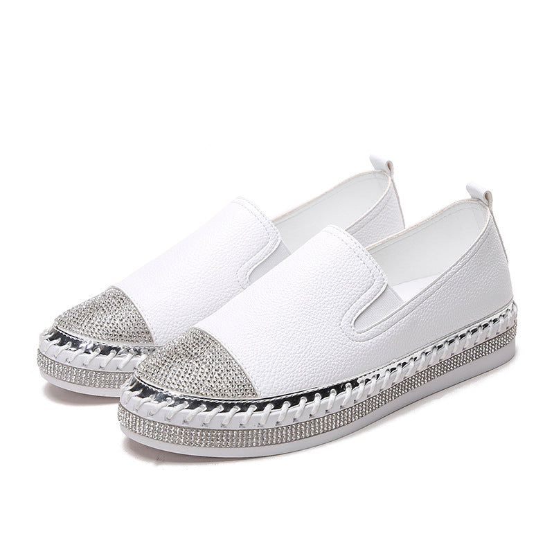 Hvide Sko Til Kvinder Slip-on Gravide Loafers Tyk Sål All-matching