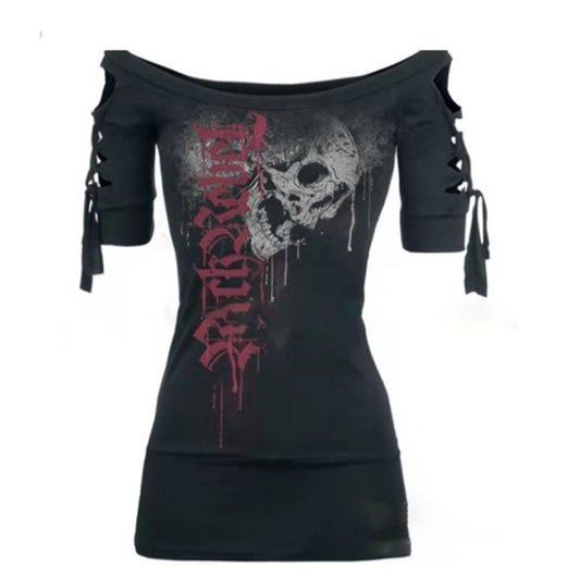 Skull Print Spring Summer Short Sleeve