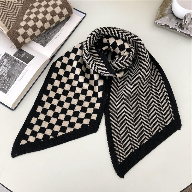 Fashionable Women's Checkerboard Plaid Warm Scarf