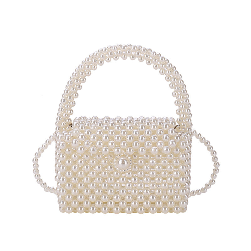 Children's Pearl Hand-woven Shoulder Crossbody Box Bag