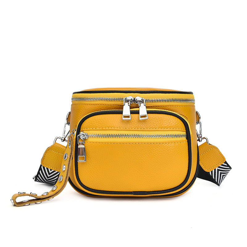 Black Crossbody Top Layer Leather Shoulder Bag