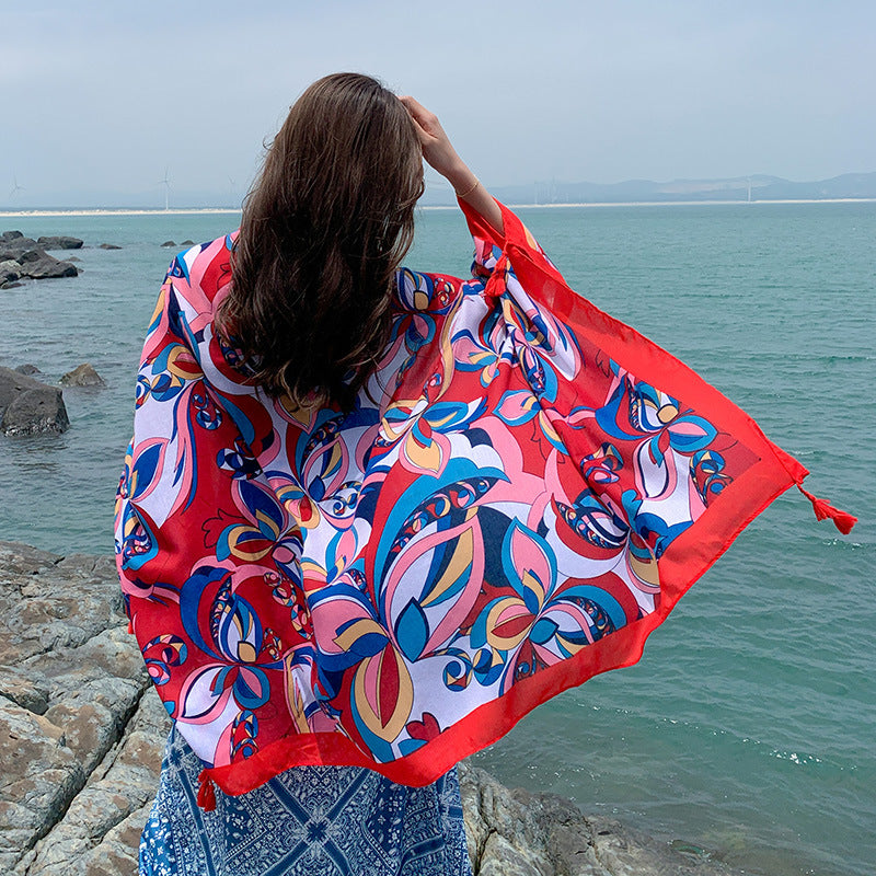 Women's Thin Ethnic Style Scarf Oversized Sunscreen Shawl