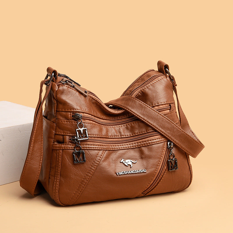 Autumn And Winter New Fashion Middle-aged Women's Shoulder Bag Double Layer Large Capacity