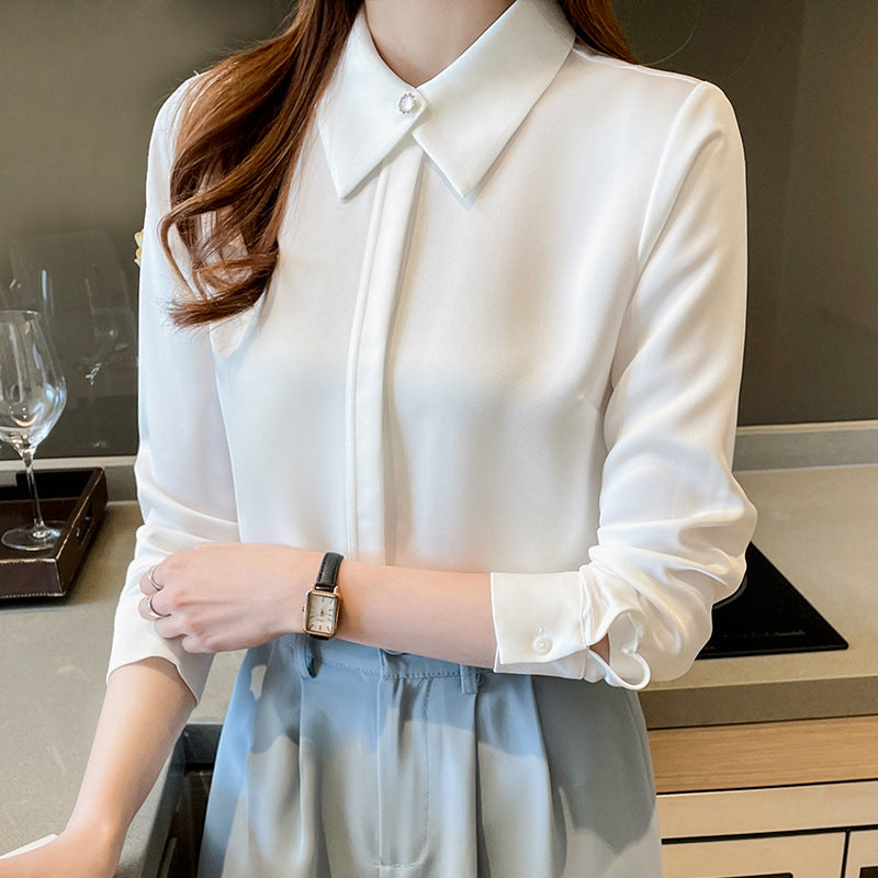 Business Chiffon Bluse Dame Langærmede Toppe Overtøj