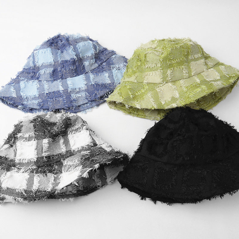 Rugged Plaid Fisherman Hat For Women's New Fashion Casual Sun Protection