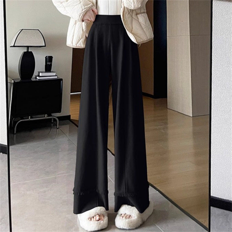 Draping Effect Soft Glutinous Mop Casual Trousers