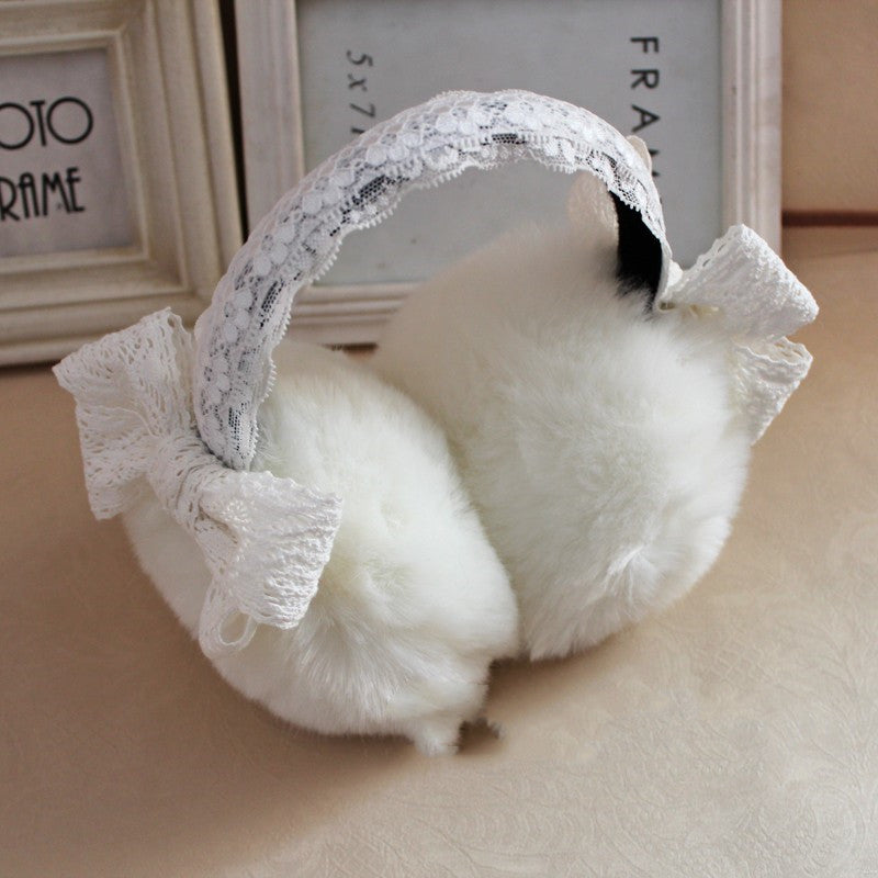 Oversized Bow-knot Ear Bag Female Cute Trendy Plush Ear Protection