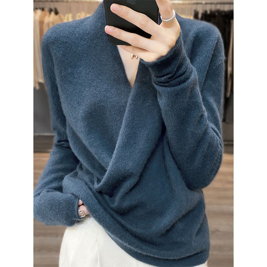 Pure Wool V-neck Women's Sweater