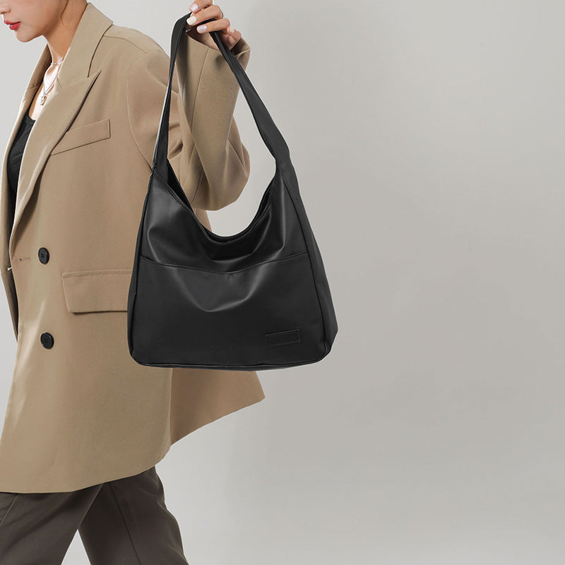 Stor Retro Ensfarvet Tekstureret Enkel Casual Mulepose