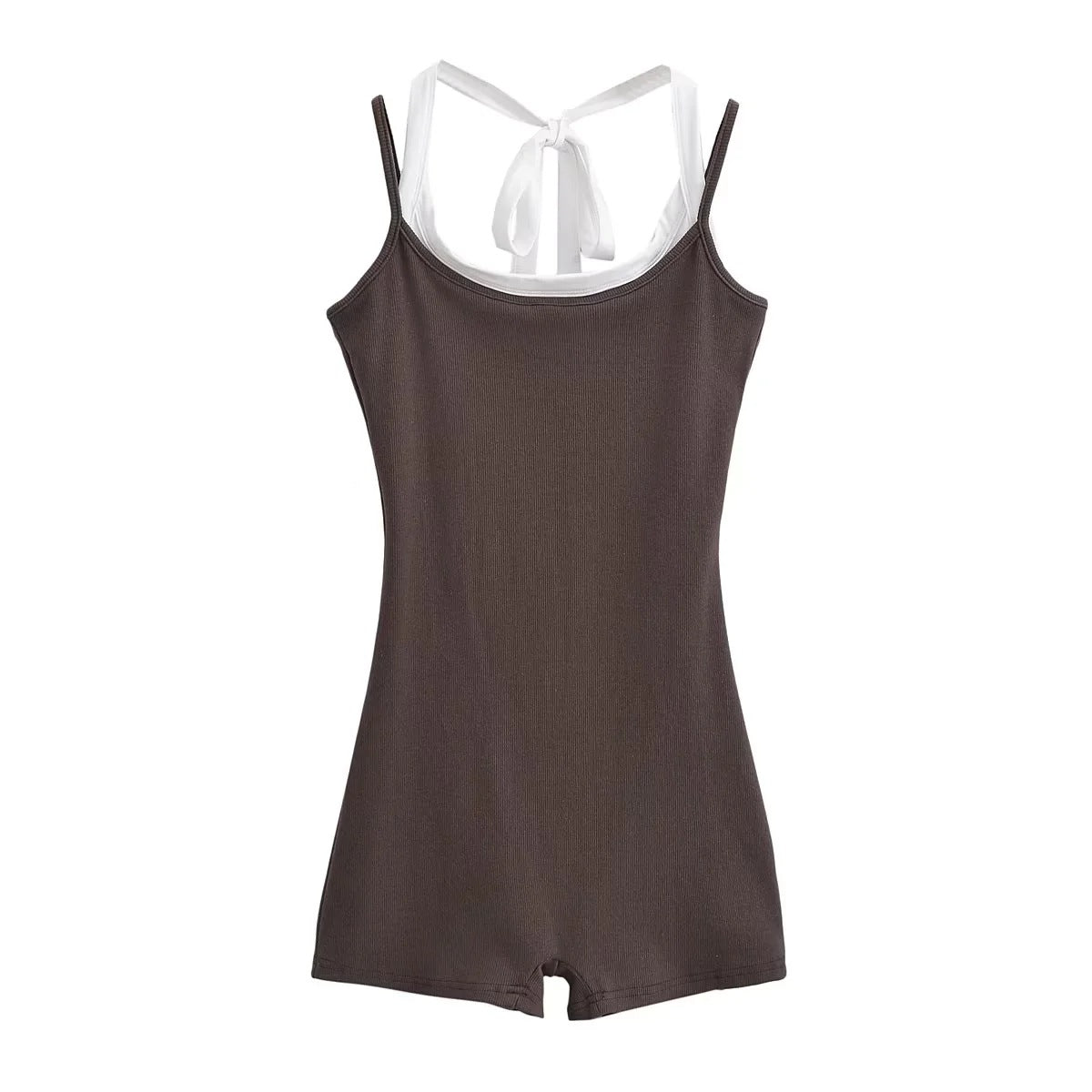 Street-style Chic Casual U-neck Color-block Bodycon Jumpsuit That Flatters Your