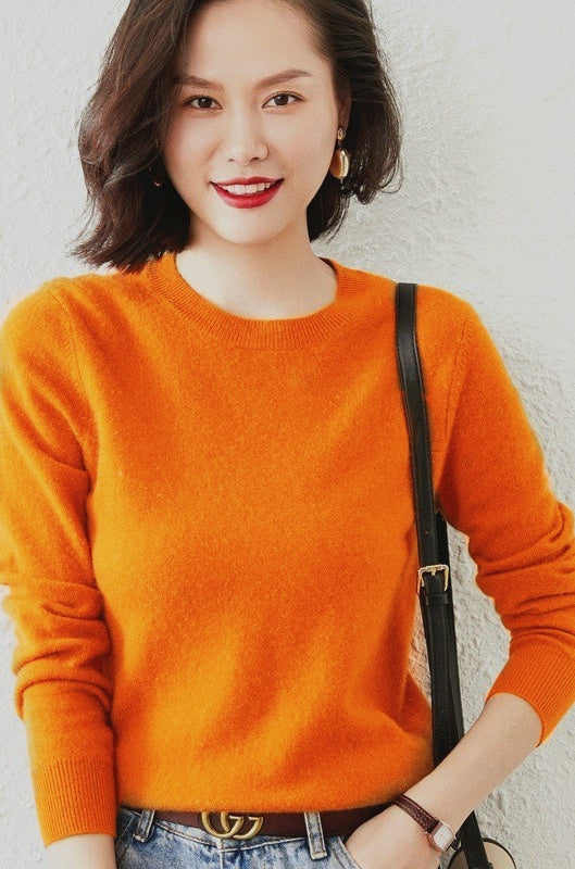 Spring And Autumn New Women's Knitwear Pullover Round Neck Bottoming Shirt