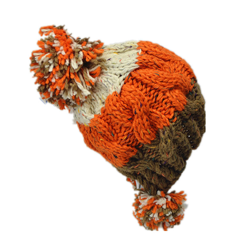 Three-color Stitching Back Wool Hat Pure Handmade