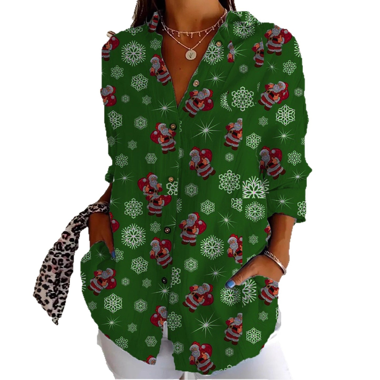 Womens Sophisticated Elegant Versatile Long-sleeve Blouse