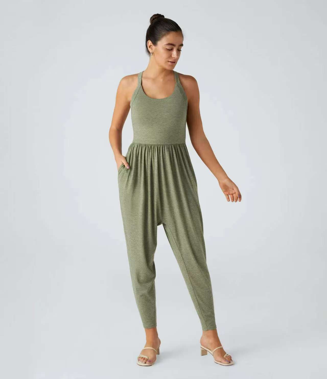 Women's Sleeveless Lace-up Sexy Ankle-tied Hip-lifting Jumpsuit