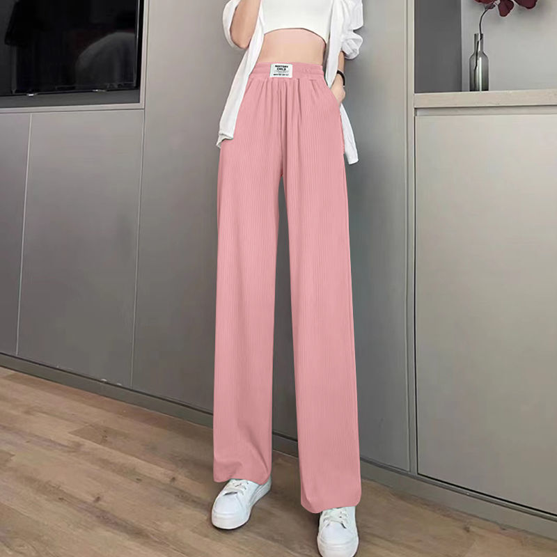 SpringSummer High Waist Drooping Ice Silk Thin Pants