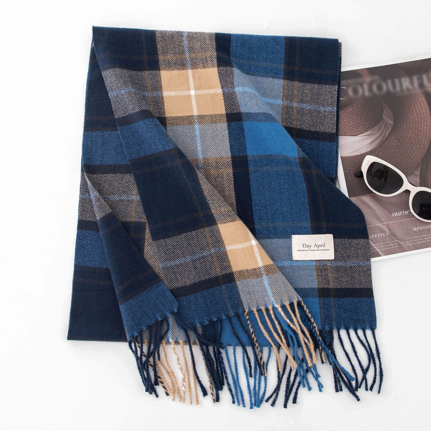 Stylish And Simple Womens Faux Cashmere Plaid Scarf