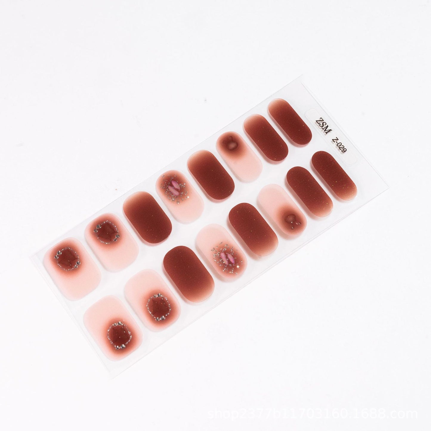 16 Finger Diamond Nail Sticker 3D Waterproof