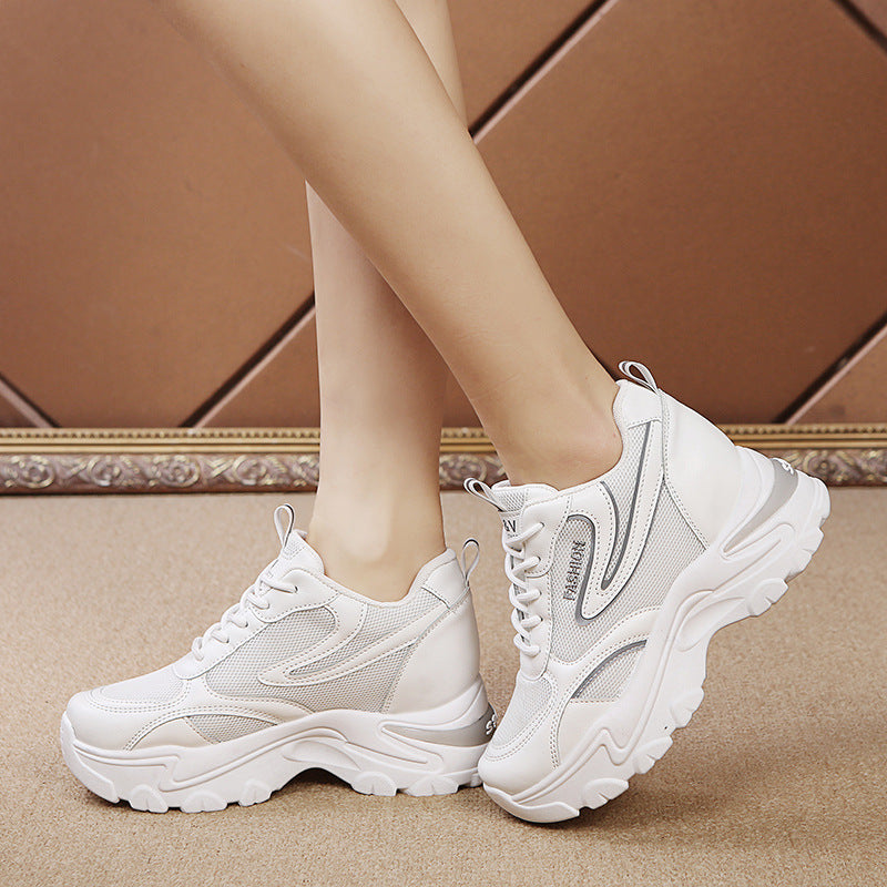 Lace-up Thick-soled Inner Heightening Casual Women's Shoes