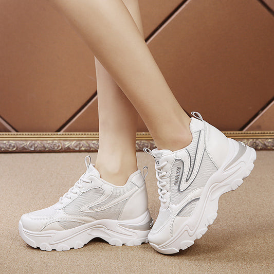 Lace-up Thick-soled Inner Heightening Casual Women's Shoes