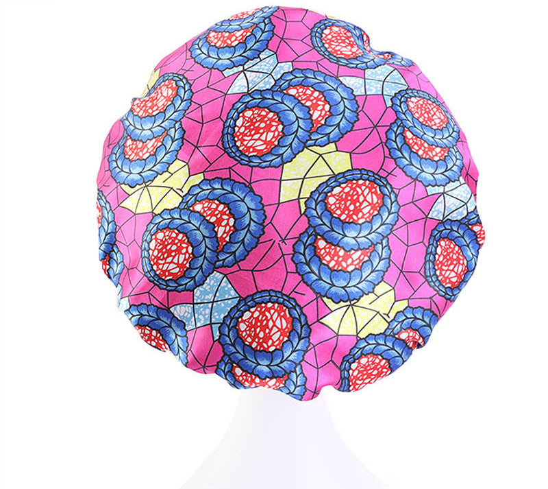 Printed Satin Round Wide Brim Stretch Nightcap