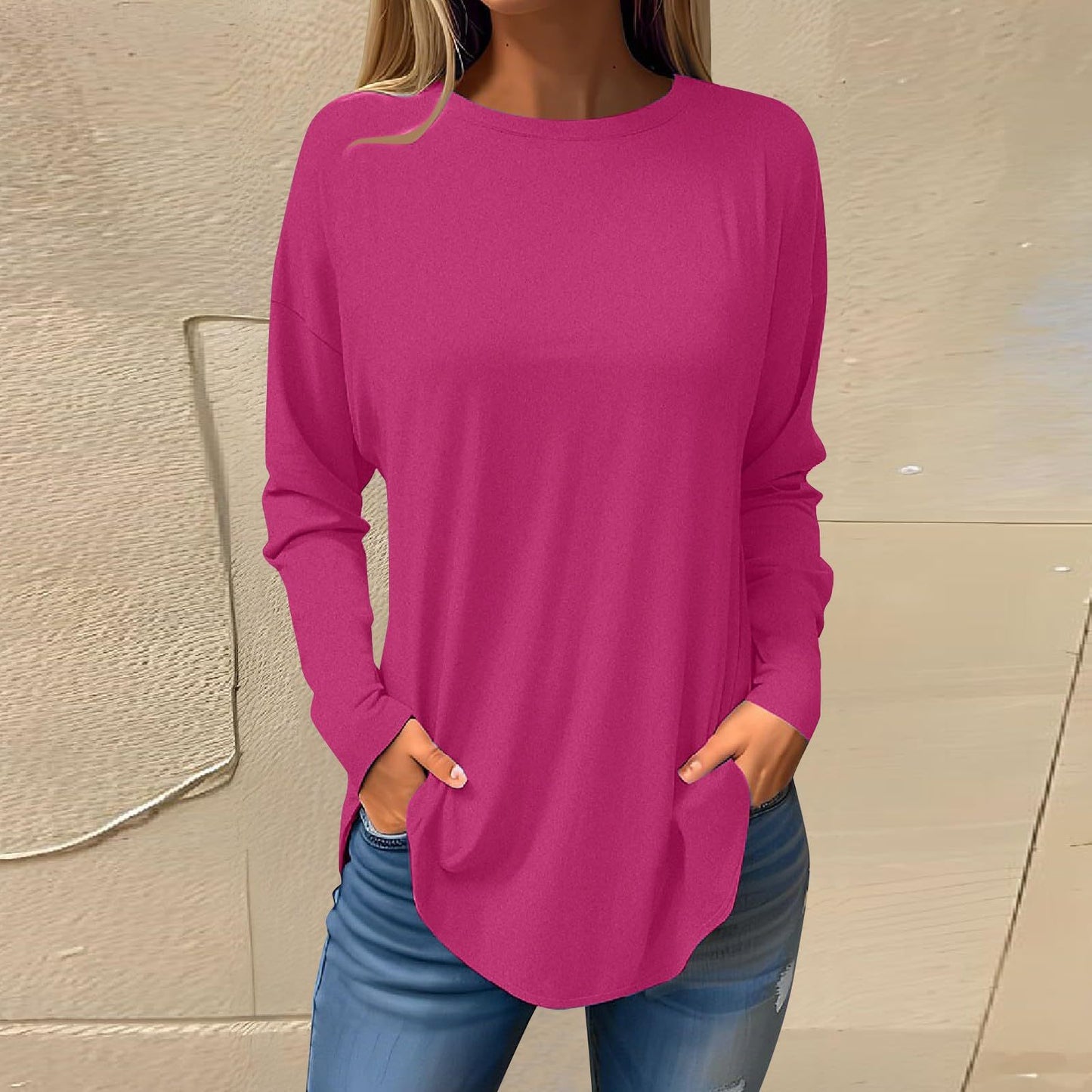 Women's Versatile Long Sleeve T-shirt Personalized Street Style Loose Print