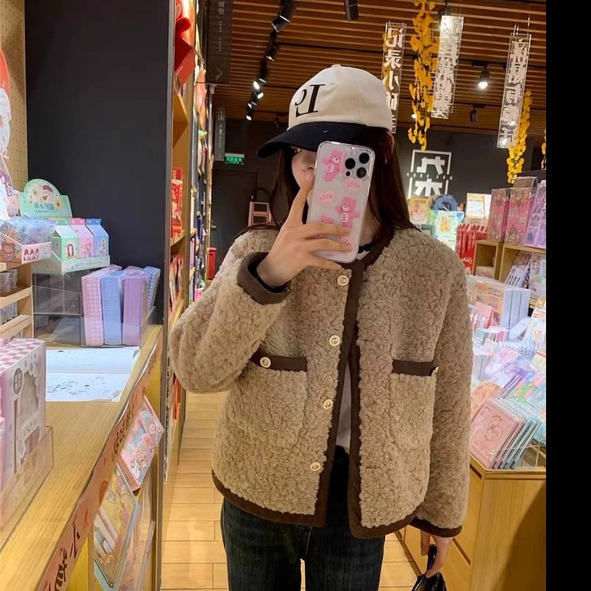 Autumn And Winter Lamb Fleece Coat Women Loose Spring
