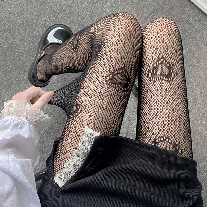 Black And White Fishnet Stockings Hollow Harajuku Hot Girl Sweet And Cool