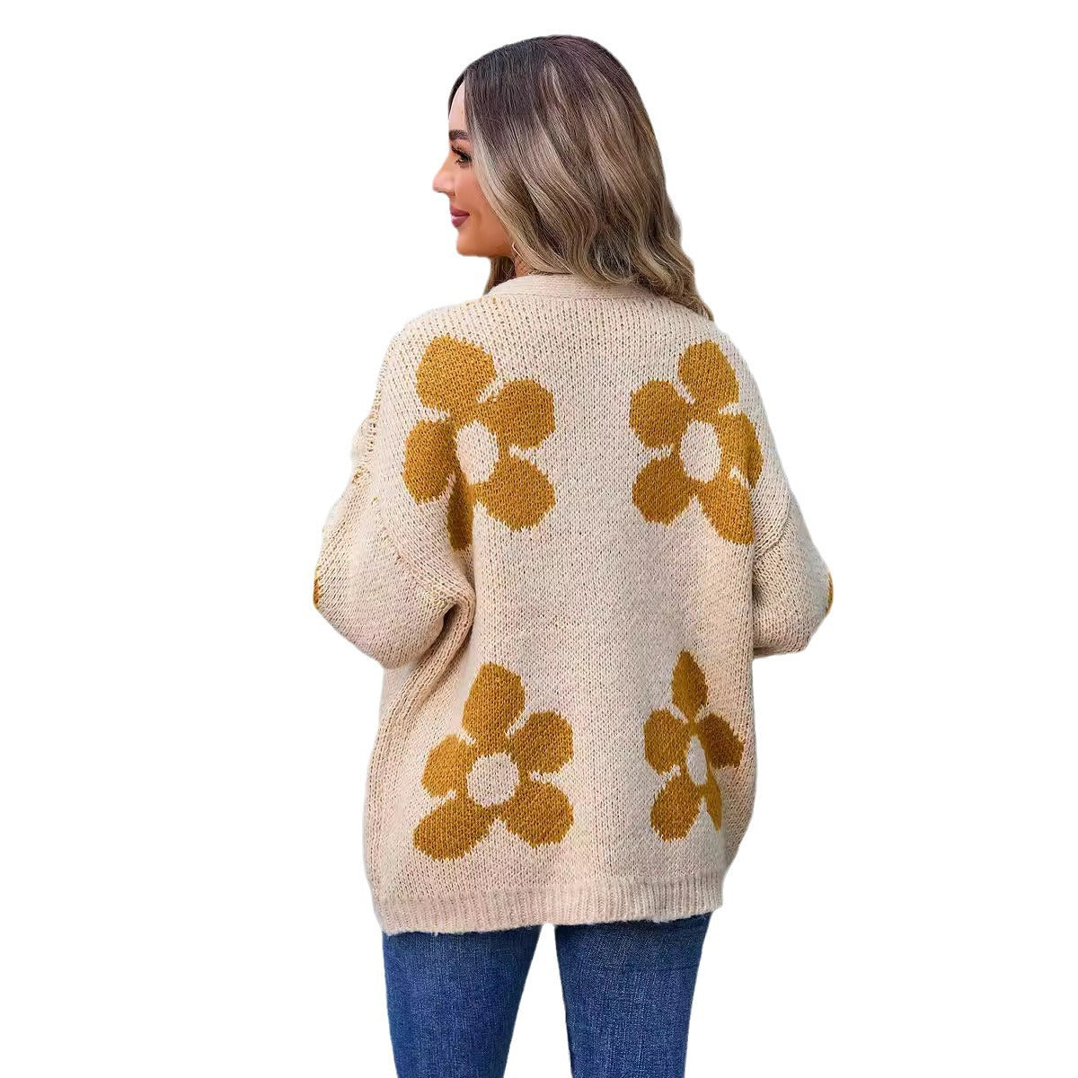 Women's Cardigan Flower Plus Size Sweater