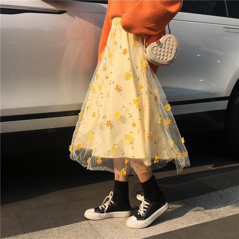 Spring And Autumn Dress Mesh Fairy Dress Design Niche Temperament Skirt