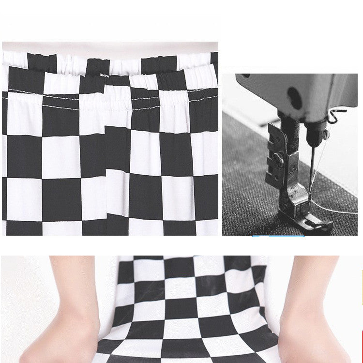 Sort og hvidternede cropped bukser med diamantmønster