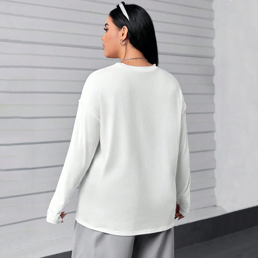 Dame Sweater med Rund Hals Enkel Efterår Vinter