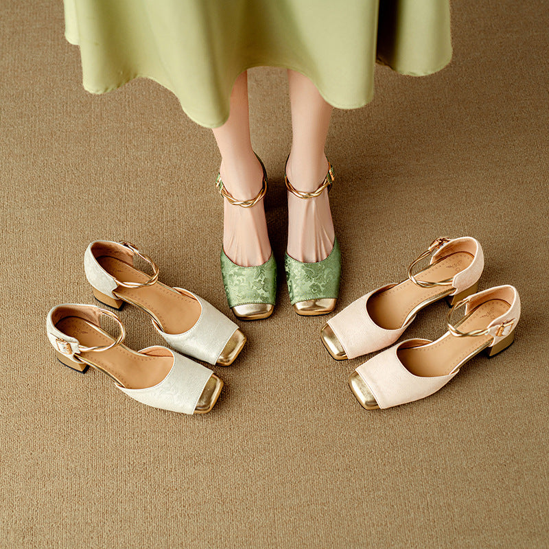 New Chinese-style Closed-toe Hollow-out Sandals For Women