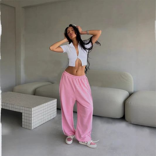 Street Style Loose Casual Fashion All-matching Elastic Waist Sweatpants