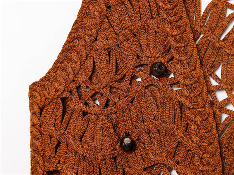 V-neck Beaded Knitted Vest