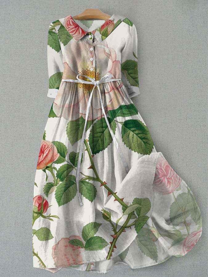 Womens Versatile Printed Casual Long Dress