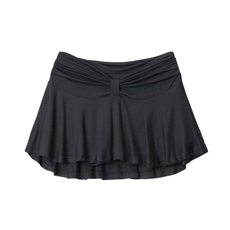 Girl French Ballet Pure Desire Wind Fold Anti-exposure Sexy High Waist A- Line Skirt