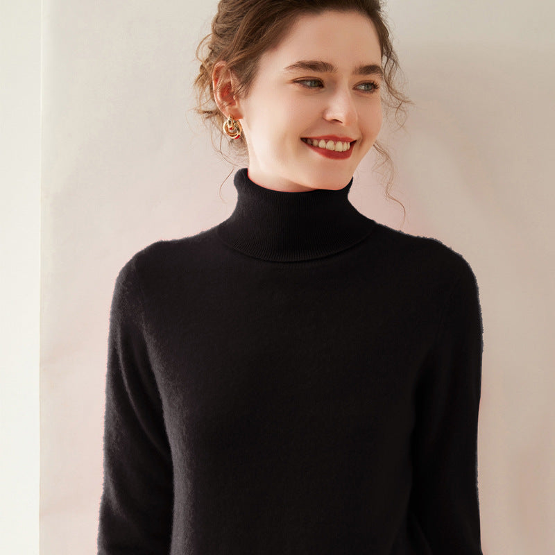 Women's Solid Color Pullover Cashmere Turtleneck Knitting Bottoming Shirt