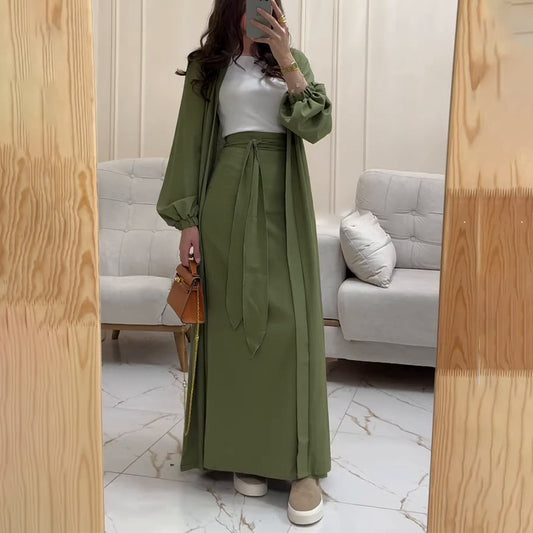 Stylish Casual Two-piece Long Skirt Set